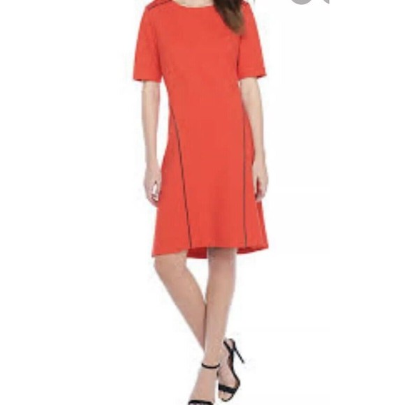 NEW The Limited Womens Plus Size OX High Low Hem Dress Red with Black Piping NWT - Picture 5 of 5